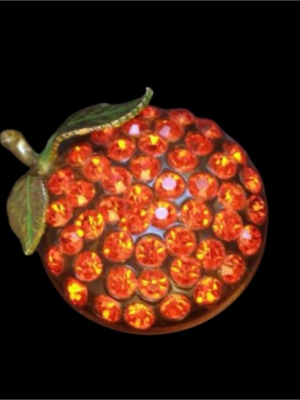 Vintage Austria Forbidden Fruit Orange Rhinestone Brooch